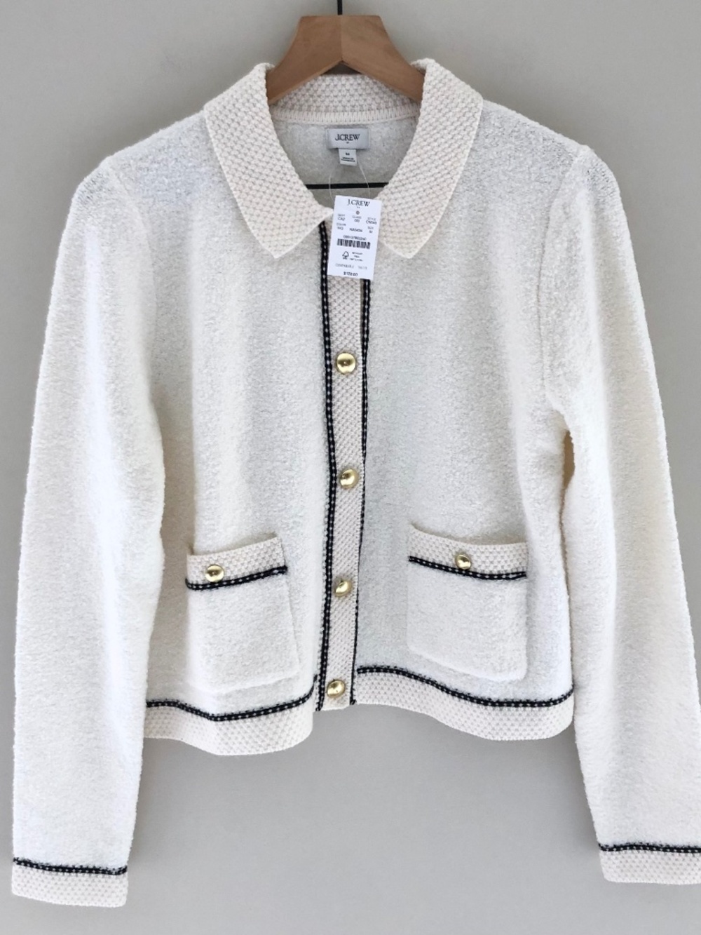 NWT J.Crew Factory Bouclé Lady Cardigan Sweater Ivory